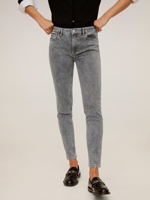 

MANGO Women Grey Super Skinny Fit Low-Rise Clean Look Stretchable Jeans