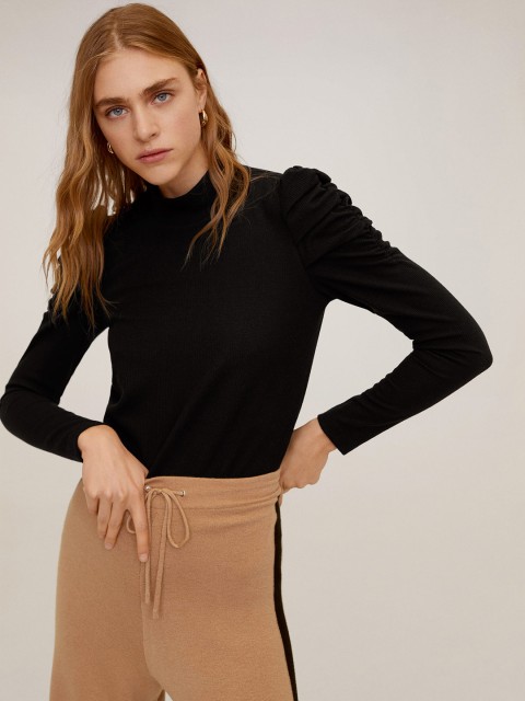 

MANGO Women Black Solid Top