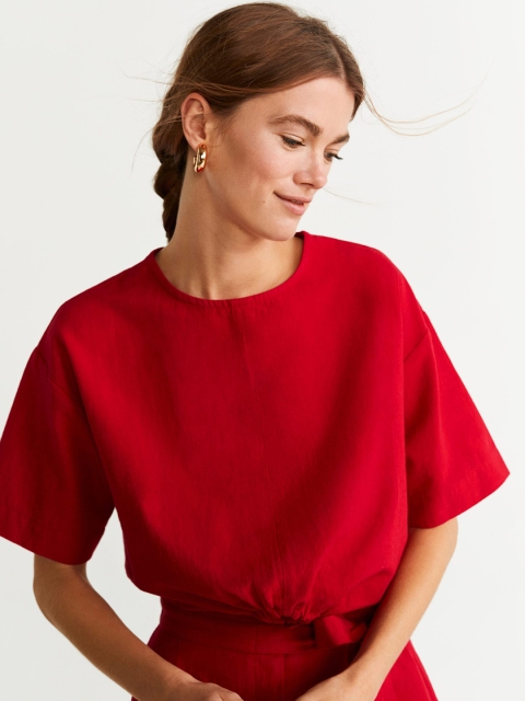 

MANGO Women Red Solid Top