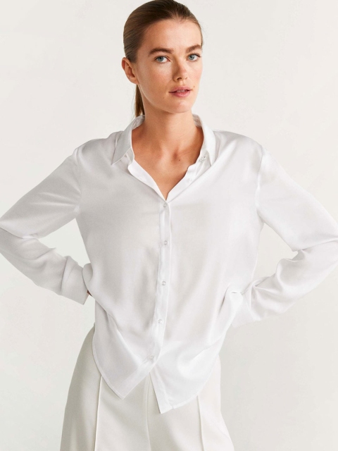 

MANGO Women White Regular Fit Solid Casual Shirt