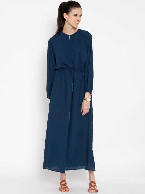 

Tokyo Talkies Teal Blue Polyester Semi-Sheer Maxi Dress