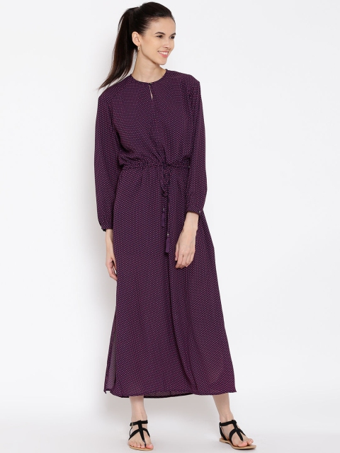

Tokyo Talkies Purple Dot Print Semi-Sheer Maxi Dress