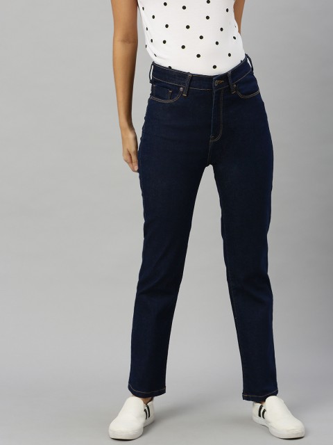 

Pepe Jeans Women Blue Dion Straight Fit High-Rise Clean Look Stretchable Jeans