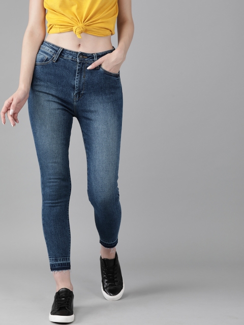 

Pepe Jeans Women Blue Stella Dion Skinny High-Rise Clean Look Stretchable Cropped Jeans