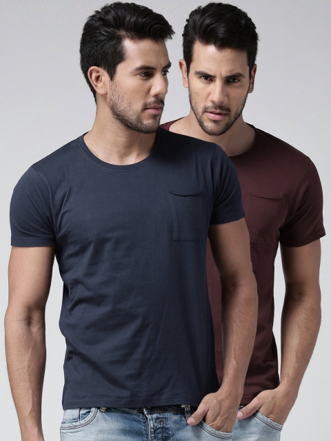 

Moda Rapido Pack of 2 Pure Cotton T-shirts, Navy blue