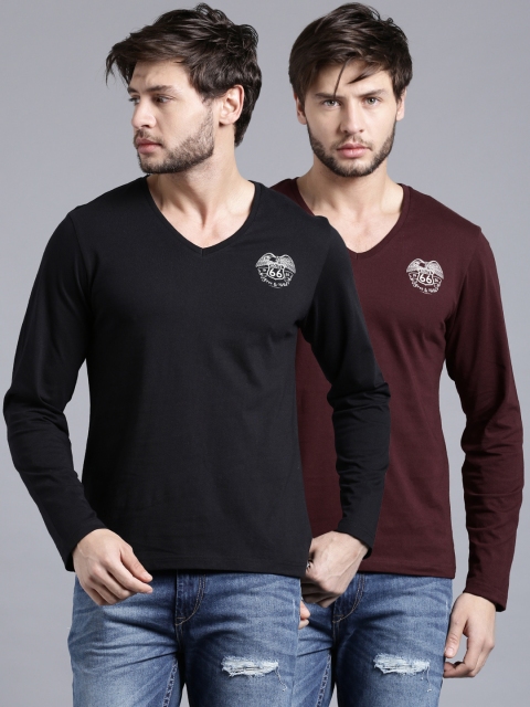 

Moda Rapido Pack of 2 Pure Cotton T-shirts, Maroon