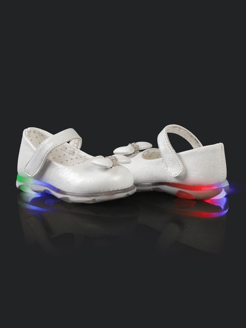 

Kittens Girls Silver-Toned Textured Mary Jane Shoes
