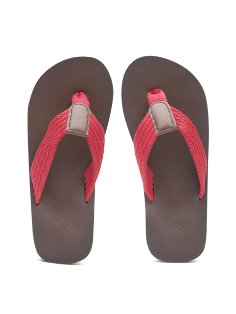 

United Colors of Benetton Men Red & Coffee Brown Braided Thong Flip-Flops