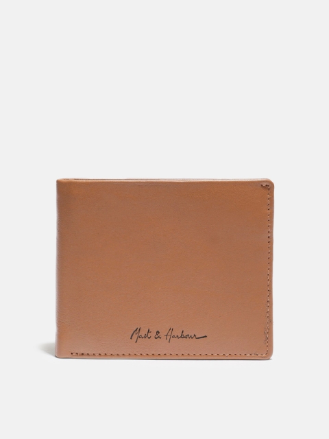 

Mast & Harbour Men Tan Brown Solid Genuine Leather Two Fold Wallet