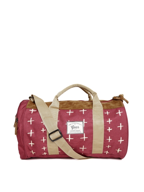 

Gear Unisex Maroon Printed Duffle Bag