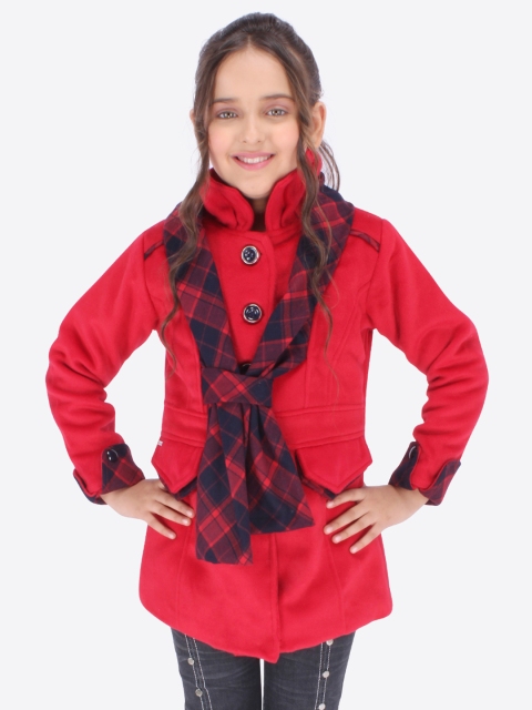 

CUTECUMBER Girls Red Solid Tailored Jacket