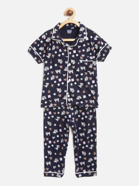 

Moms Love Boys Navy Blue & Grey Tom & Jerry Print Night suit