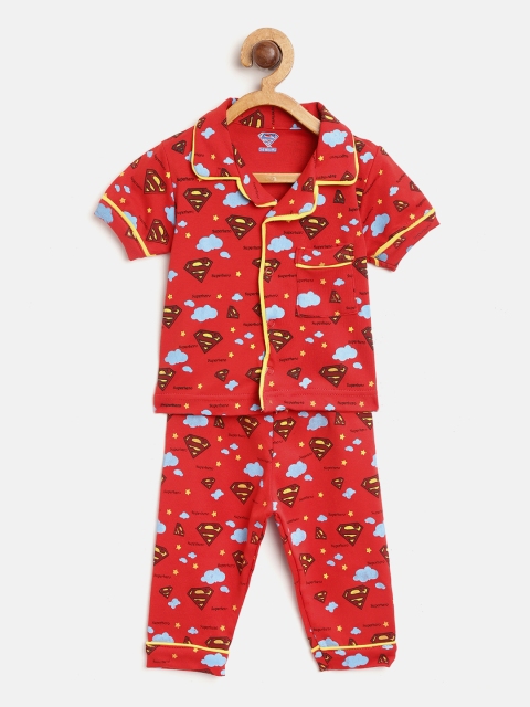 

Moms Love Boys Red & Yellow Printed Night Suit