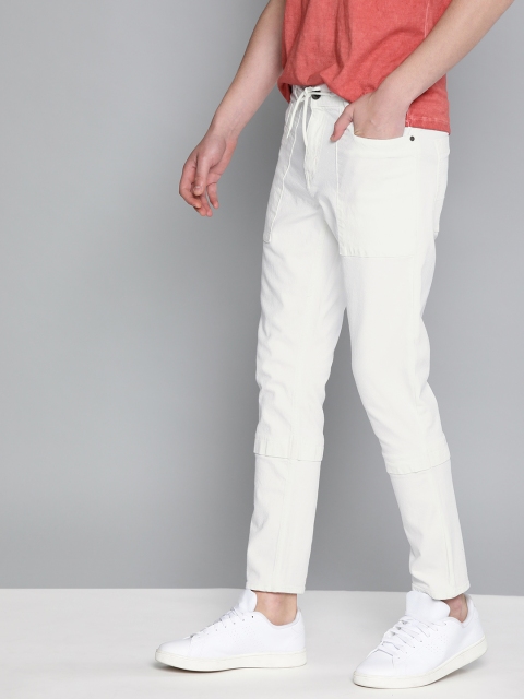 

Mast & Harbour Men White Carrot Fit Low-Rise Clean Look Stretchable Jeans