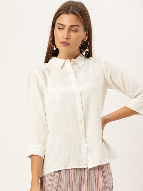 

AND Women White Regular Fit Solid Casual Shirt