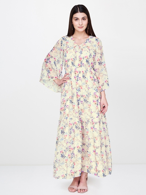 

AND Women Off-White & Pink Printed Fit and Flare Dress