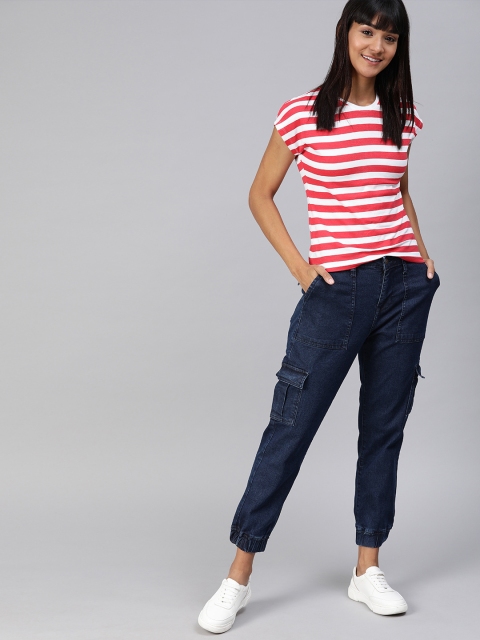 

Mast & Harbour Women Blue Jogger Mid-Rise Clean Look Jeans