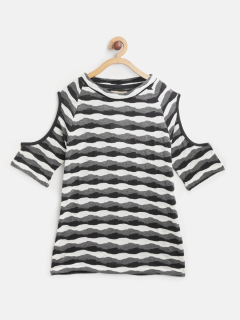 

Natilene Girls Black & White Striped Top