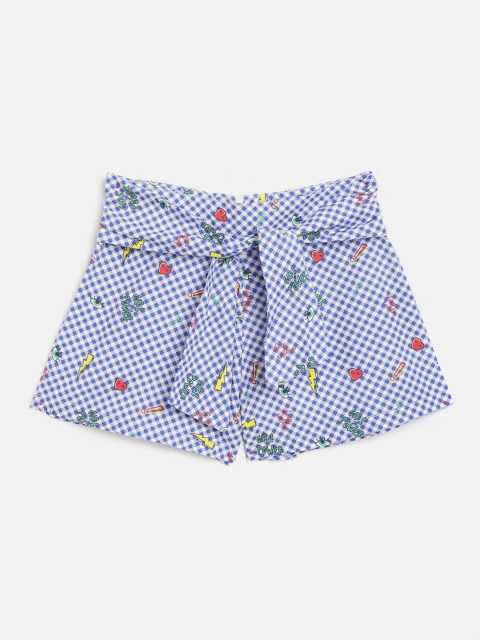 

Natilene Girls Blue & White Checked Regular Shorts