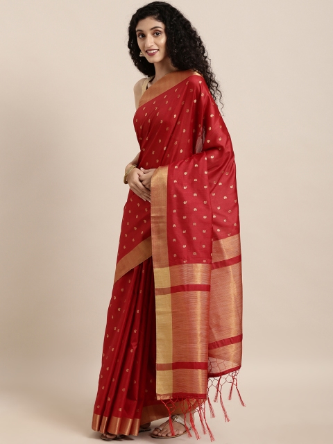 

Saree Swarg Red & Gold-Toned Silk Blend Woven Design Banarasi Saree