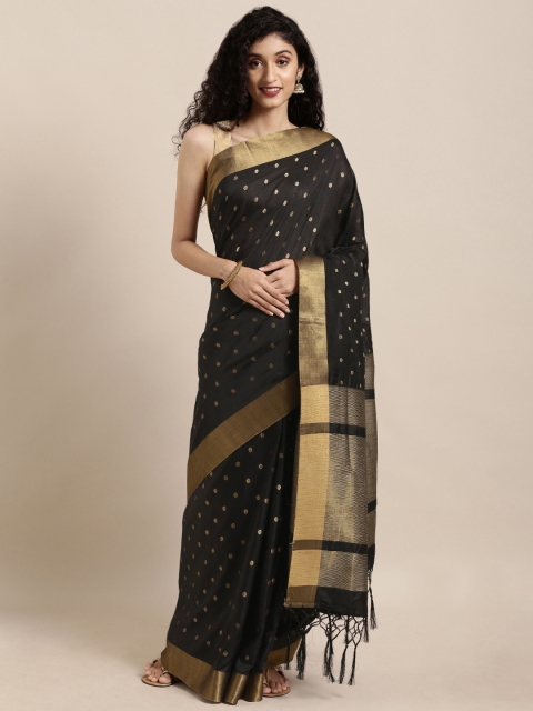 

Saree Swarg Black & Golden Silk Blend Woven Design Banarasi Saree