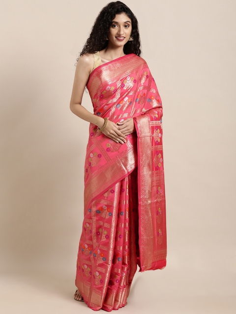 

Saree Swarg Pink Woven Design Banarasi Saree