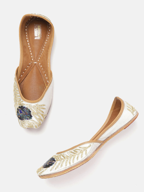 

Anouk Women White Embellished Mojaris