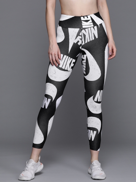 

Nike Women Black & White Printed AS NSW ICN CLSH Cropped Tights