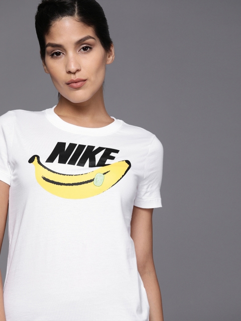 

Nike Women White Printed Round Neck T-shirt