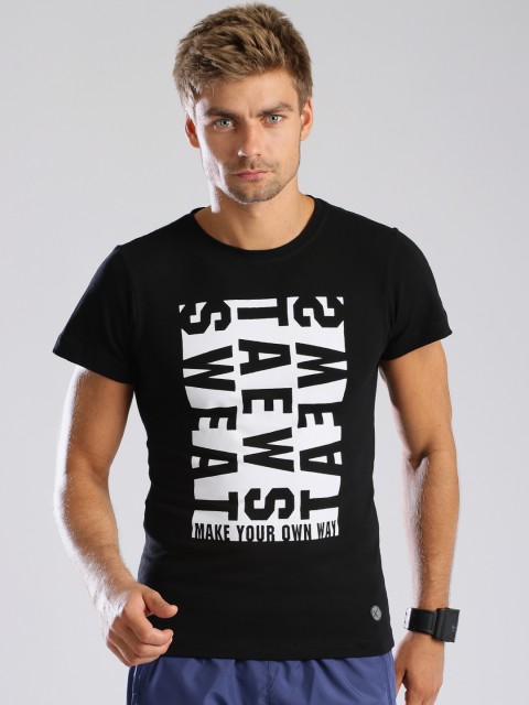 

HRX by Hrithik Roshan Black Printed Active T-shirt