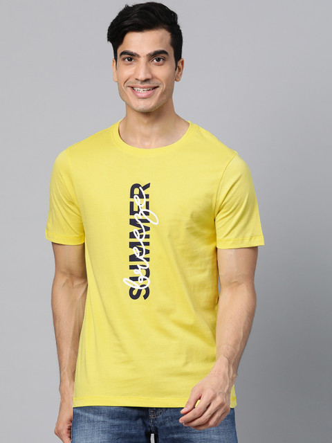 

Mast & Harbour Men Yellow Printed Round Neck T-shirt