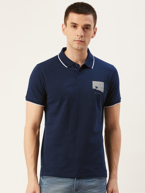 

Mast & Harbour Men Navy Blue Printed Detail Polo Collar T-shirt