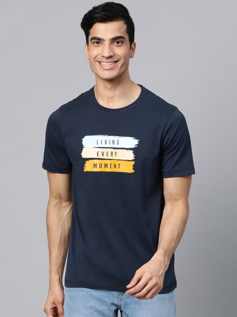 

Mast & Harbour Men Navy Blue Printed Round Neck T-shirt