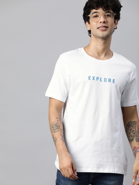 

Mast & Harbour Men White Printed Round Neck T-shirt