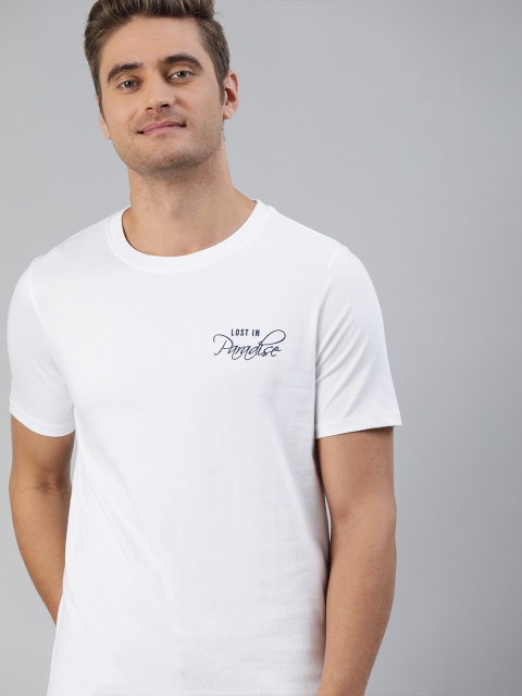 

Mast & Harbour Men White Printed Round Neck T-shirt