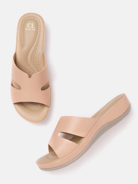 

Carlton London Women Peach-Coloured Solid Open Toe Flats
