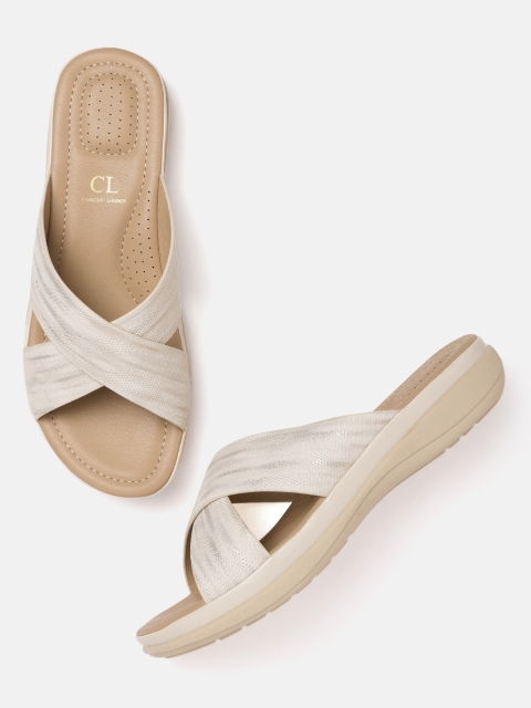 

Carlton London Women Off-White Woven Design Open Toe Flats
