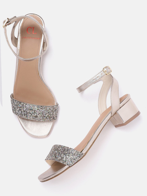 

Carlton London Women Gold-Toned & Silver-Toned Glitter Heels