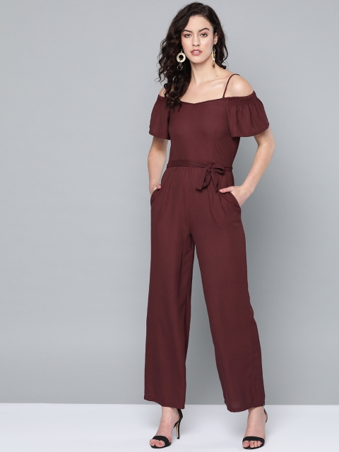 

Trend Arrest Women Burgundy Solid Basic Jumpsuit