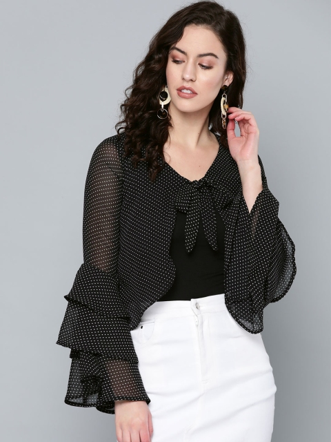 

Trend Arrest Women Black & Off-White Printed Tie-Up Shrug