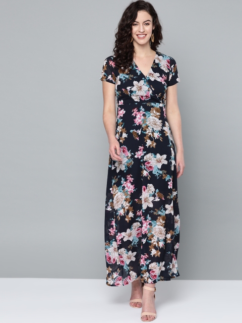 

Trend Arrest Women Navy Blue & Off-White Printed Maxi Dress