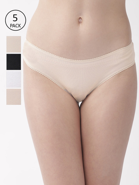 

Marks & Spencer Women Pack Of 5 Solid Basic Briefs T614929I, Beige