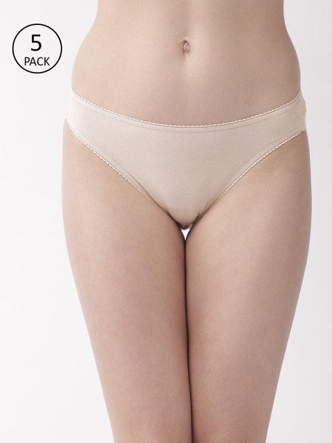 

Marks & Spencer Women Pack Of 5 Solid Basic Briefs T614930I, Beige