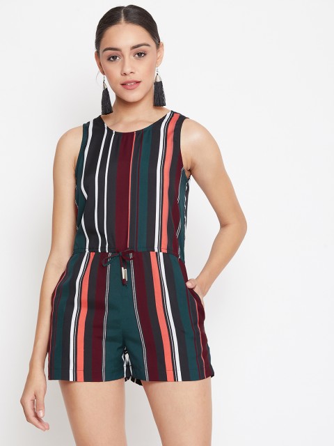 

PURYS Women Multicoloured Striped Playsuit, Multi