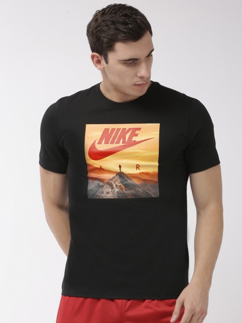 

Nike Men Black Printed NSW AIR Round Neck T-shirt