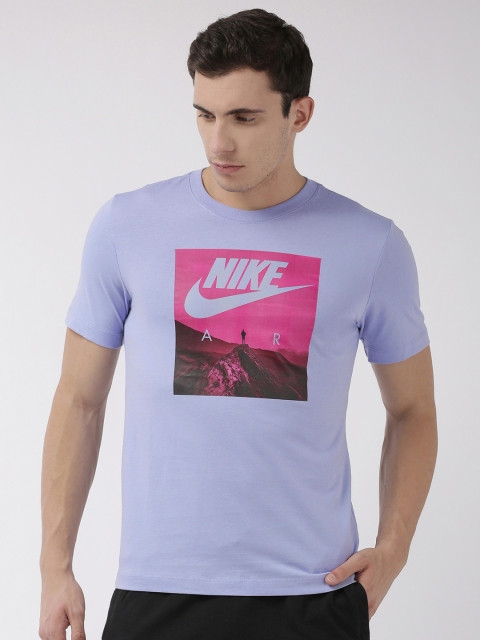 

Nike Men Purple Printed NSW AIR Round Neck Pure Cotton T-shirt