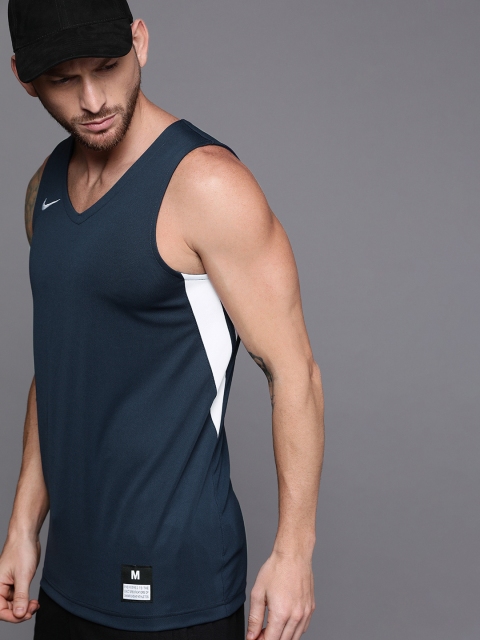 

Nike Men Navy Blue Solid Round Neck Dri-FitNATIONAL STK Basketball T-shirt