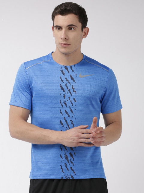 

Nike Men Blue Printed Dri-FIT Round Neck Running T-shirt