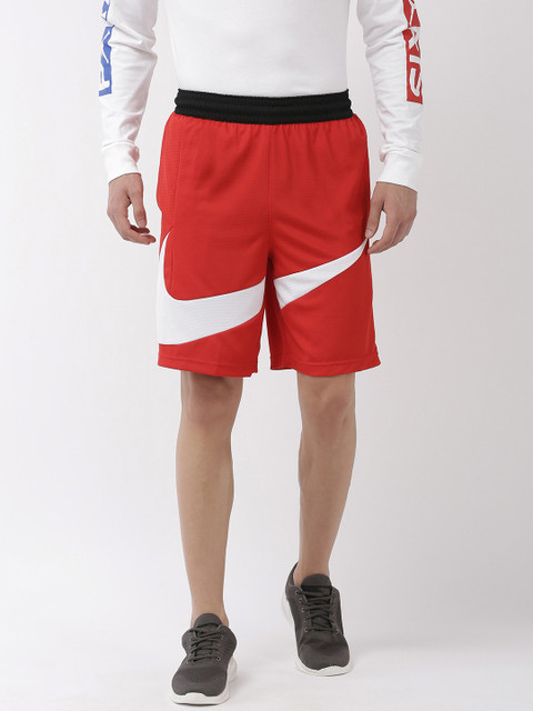 

Nike Men Red Colourblocked DRY HBR Regular Fit Basketball Shorts