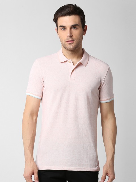 

Peter England Casuals Men Peach-Coloured Self Design Polo Collar T-shirt